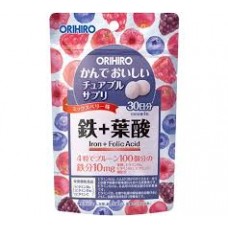 Orihiro Iron + Folic Acid Chewable 120 pcs pack